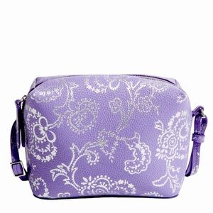 NWT Vera Bradley Faux Leather Camera Style Crossbody/Shoulder Bag Orchid Silver